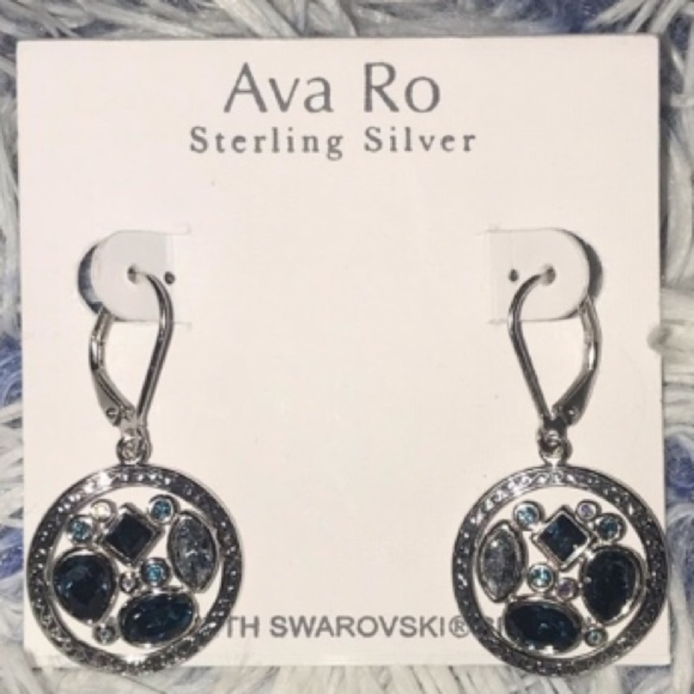 Ava Ro Sterling Silver Swarovski Crystal Earrings